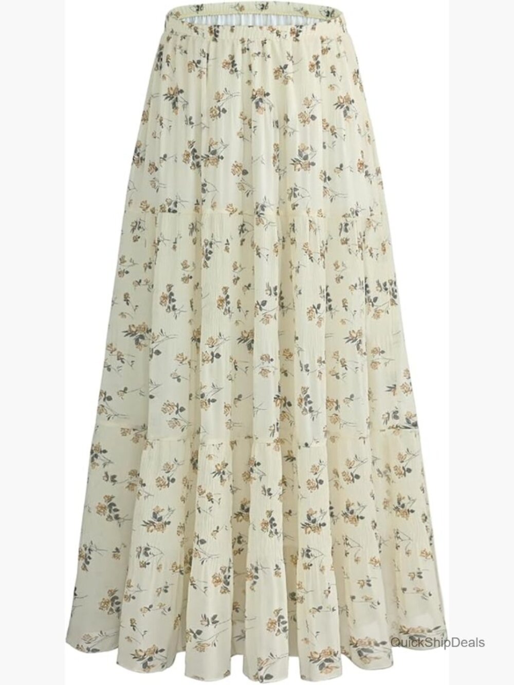 Chiffon Pleated Maxi Skirt High Waisted Flowy Long Skirt with Lining Boho - Picture 1 of 7